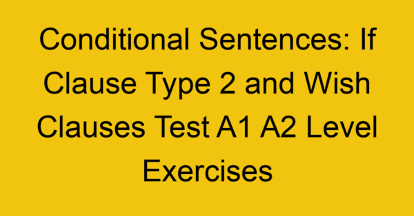 conditional sentences if clause type 2 and wish clauses test a1 a2 level exercises 2563