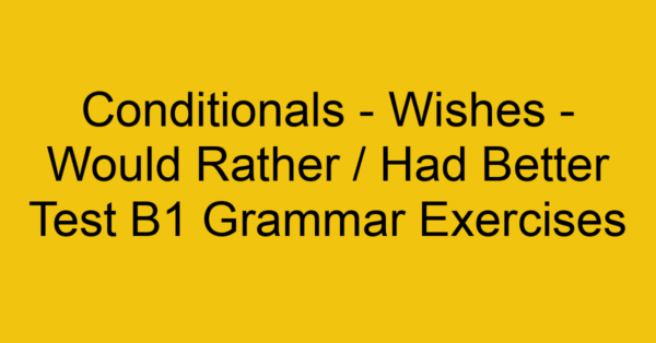 conditionals wishes would rather had better test b1 grammar exercises 3109