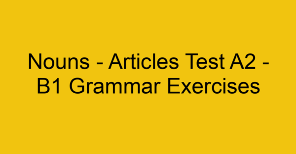 nouns articles test a2 b1 grammar exercises 2979