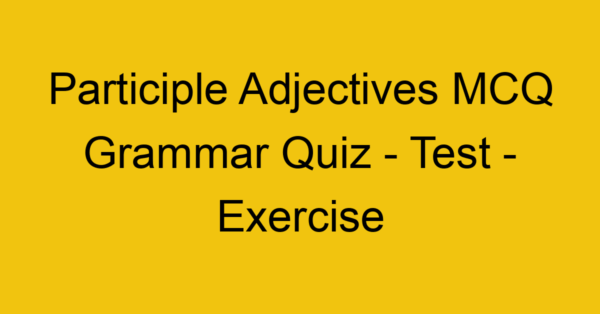 participle adjectives mcq grammar quiz test exercise 21980