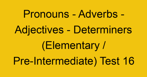 pronouns adverbs adjectives determiners elementary pre intermediate test 16 34811