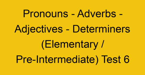 pronouns adverbs adjectives determiners elementary pre intermediate test 6 34775