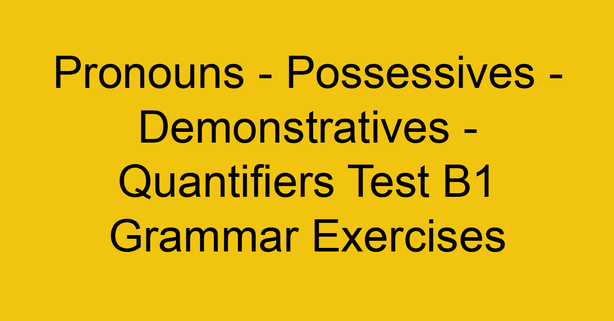 pronouns possessives demonstratives quantifiers test b1 grammar exercises 3121